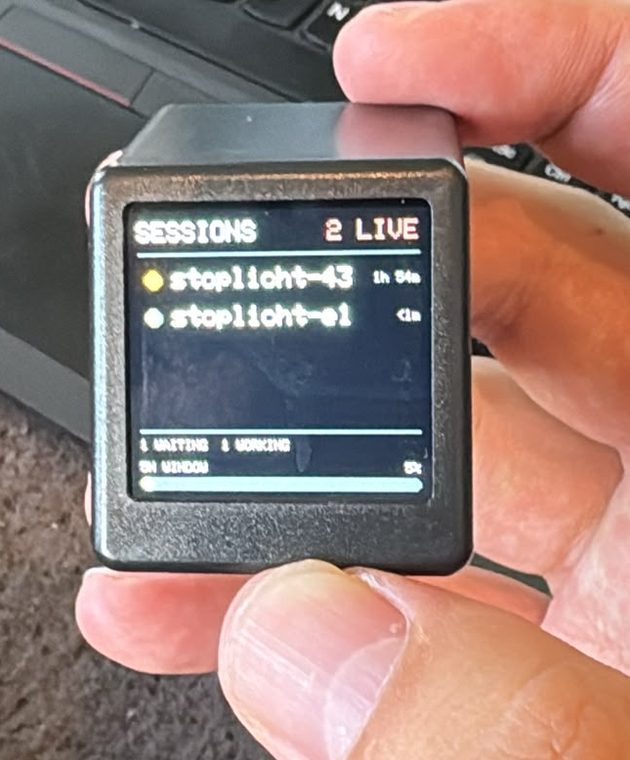 The Clawdmeter, a small Texterous desk display